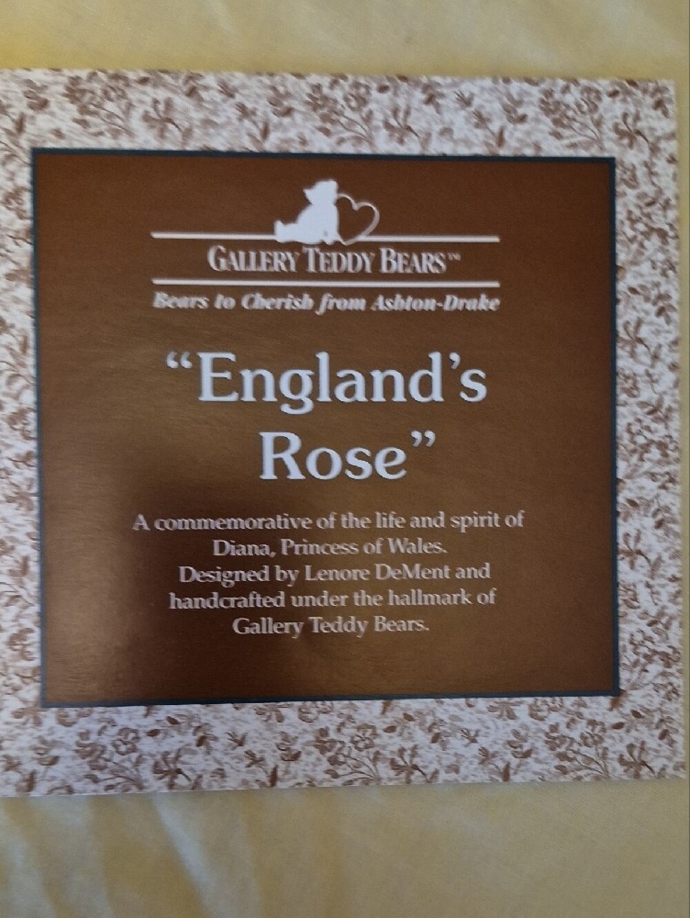 Vintage Princess Diana "England's Rose" Teddy Bear Ashton Drake Gallery - Picture 11 of 14